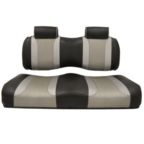 Image of the Tsunami Seat Cushion Set Black and Liquid Silver Rush and Liquid Silver Wave accessory.