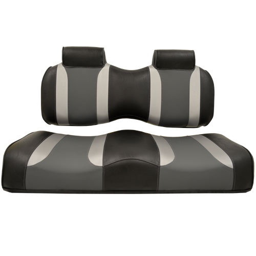 Image of the Tsunami Seat Cushion Set Black with Liquid Silver Rush and Lagoon Grey accessory.