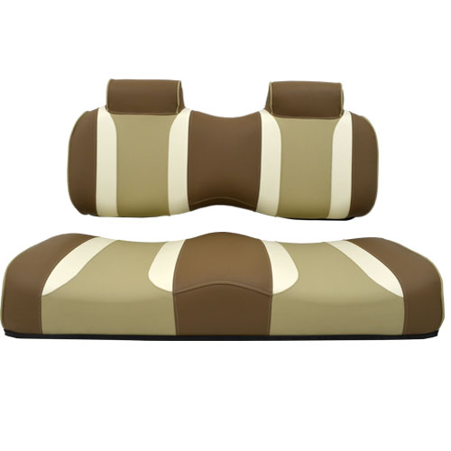 Image of the Tsunami Seat Cushion Set Caramel with Oyster and Autumn Harvest accessory.